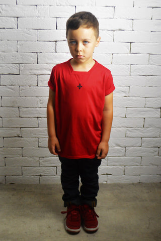 Kids Square Neck T-Shirt - Red