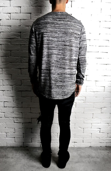 Alex Christopher Grey Marl Long Sleeve T-Shirt | Mens T-Shirts | ETTO Boutique 