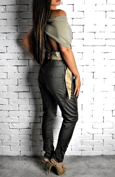 Khaki High Waisted Twisted Jeans | Women's Jeans | ETTO Boutique 