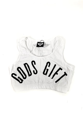 Gods Gift Cropped Vest - White