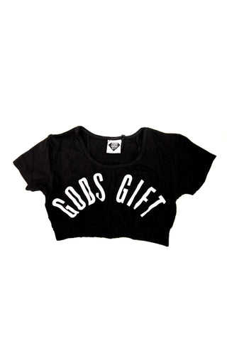 Gods Gift Cropped T-Shirt - Black