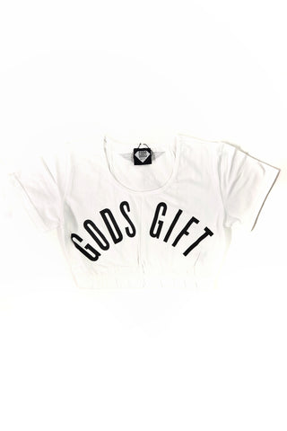 Gods Gift Cropped T-Shirt - White