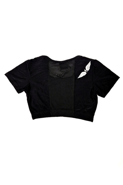Gods Gift Cropped T-Shirt - Black Mesh