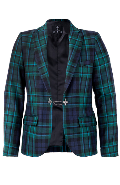 Tailored Suit Chain Jacket - Green Tartan