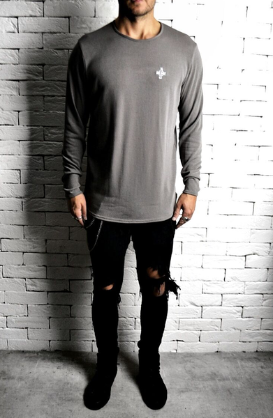 Alex Christopher Taupe Long Sleeve T-Shirt | Mens T-Shirts | ETTO Boutique 