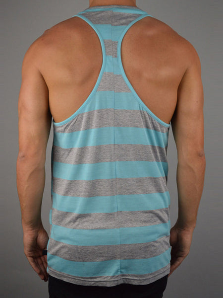  Ibiza Vest - Aqua/Grey Stripe | Mens Vests | ETTO Boutique