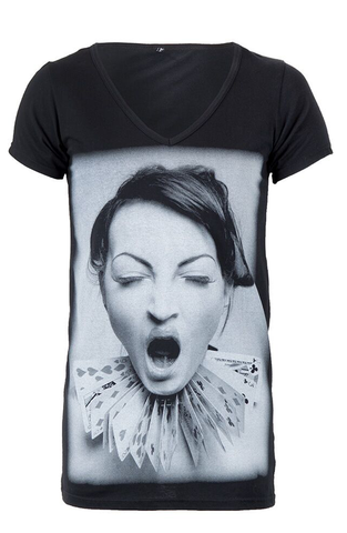 White Clown Girl V Neck | Mens Longline T-Shirts | ETTO Boutique