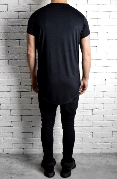 Black Short Sleeve T-Shirt | Mens Longline T-Shirts | ETTO Boutique
