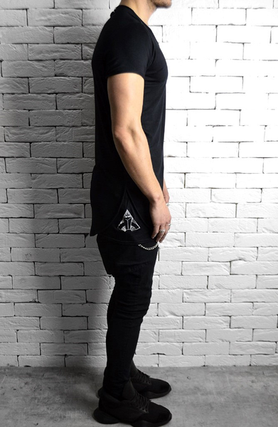 Black Short Sleeve T-Shirt | Mens Longline T-Shirts | ETTO Boutique