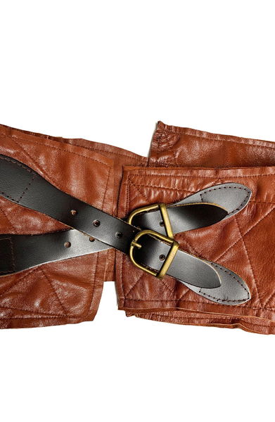 Leather Buckle Corset Belt - Chestnut Brown