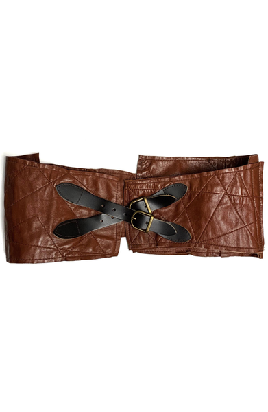 Leather Buckle Corset Belt - Chestnut Brown