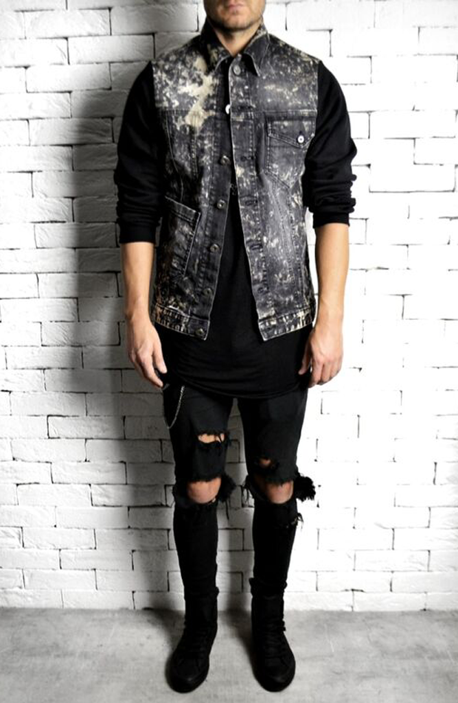 Mens bleached 2025 denim jacket