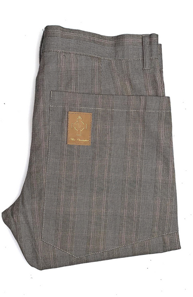 Lapel Suit Trousers - Beige/Pink Check