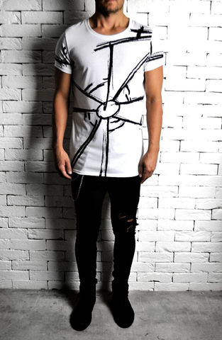 Alex Christopher Sketch Logo Large Print T-Shirt | Mens T-Shirts | ETTO Boutique