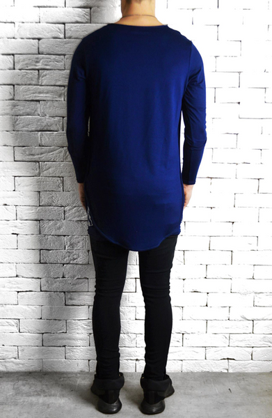 Directional Piped Long Sleeve T-Shirt - Navy