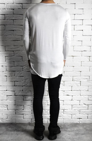 Directional Piped Long Sleeve T-Shirt - White