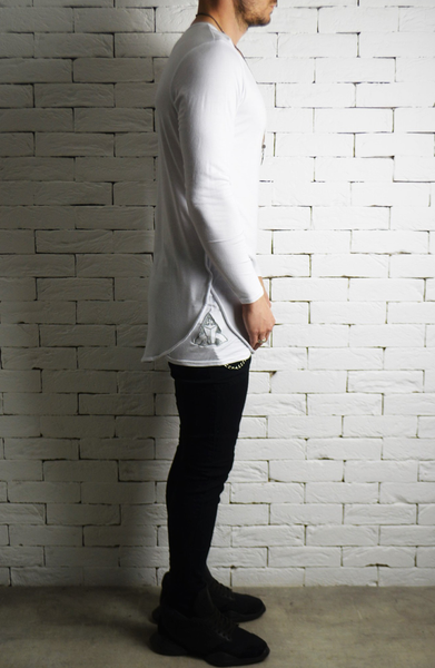 Directional Piped Long Sleeve T-Shirt - Cream