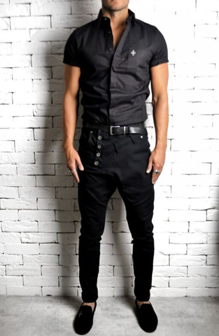 Alex Christopher Black Short Sleeve Shirt | Mens Formal Shirts | ETTO Boutique