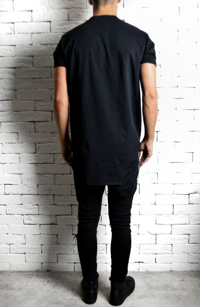 Black Square Hem T-Shirt | Mens Unique T-Shirts | ETTO Boutique