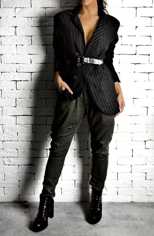 Black Pinstripe Suit Blazer | Blazers | ETTO Boutique 