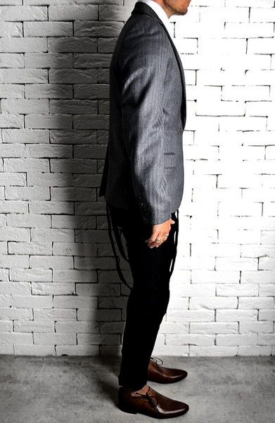 Tailored Suit Jacket - Grey Herringbone
