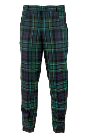 Tailored Suit Trousers - Green Tartan
