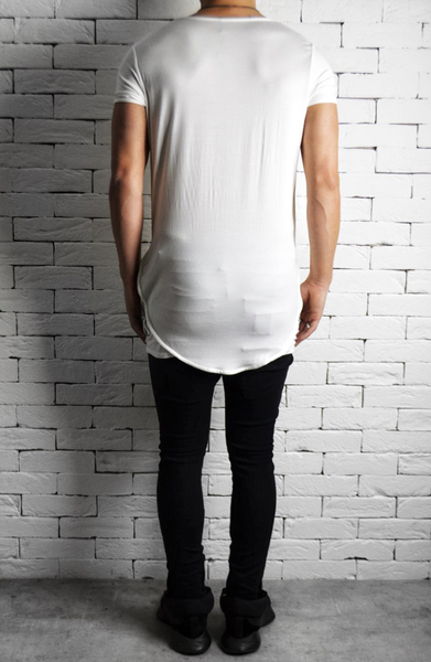 White Short Sleeve T-Shirt | Mens Longline T-Shirts | ETTO Boutique