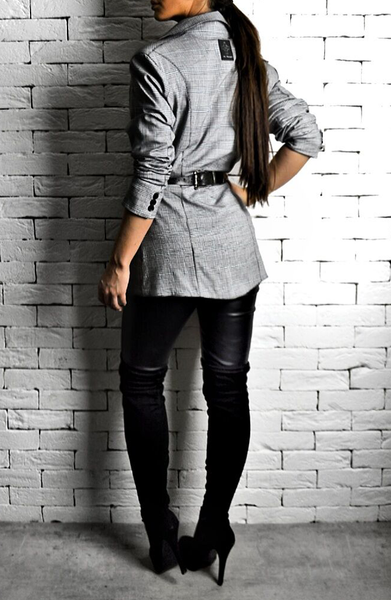 Alex Christopher Grey Pinstripe Suit Blazer | Womens Blazers | ETTO Boutique 