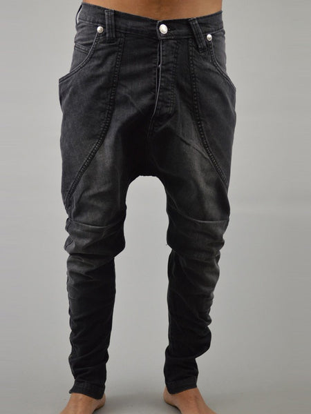 Side Pocket Jean - Black Distressed