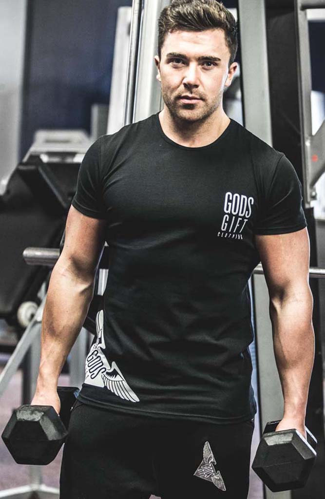 Black GG Hem Logo T-Shirt | Gym Clothing | ETTO Boutique 