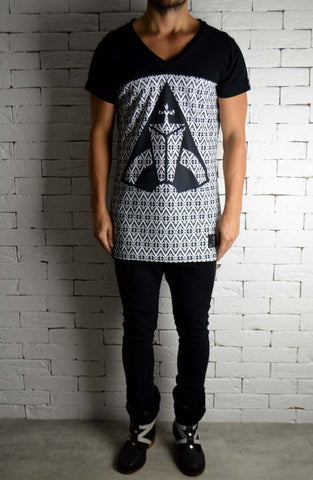 Kaleidoscope Longline V Neck | Mens Longline T-Shirts | ETTO Boutique 