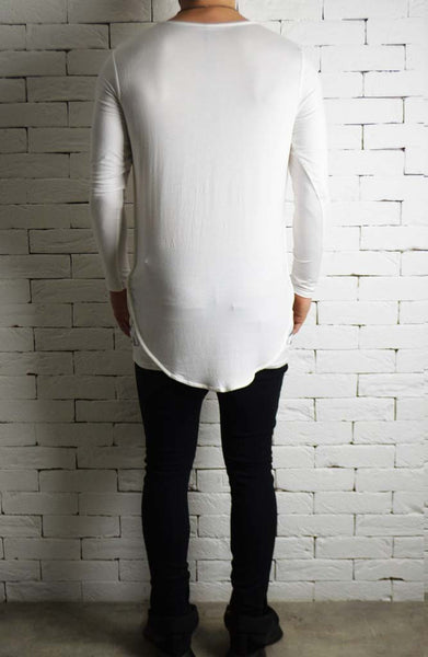 Directional Piped Long Sleeve T-Shirt - Cream