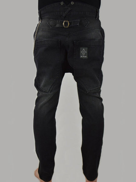 Black Distressed Skinny Jeans With Chain | Mens Jeans | ETTO Boutique