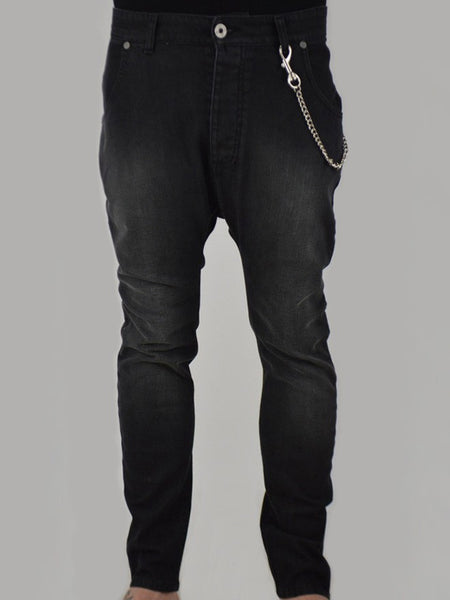 Black Distressed Skinny Jeans With Chain | Mens Jeans | ETTO Boutique