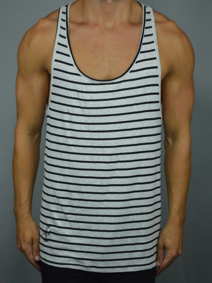 Alex Christopher Grey/Black Stripe Ibiza Vest | Men's Vests | ETTO Boutique 