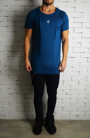 Teal Slub T-Shirt | Mens Longline T-Shirts | ETTO Boutique 