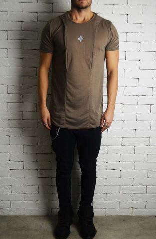 Stone Slub T-Shirt | Mens Longline T-Shirts | ETTO Boutique 