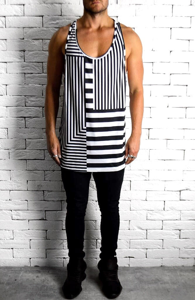 Alex Christopher Sublimation Stripe Print Ibiza Vest | Men's Vest | ETTO Boutique 